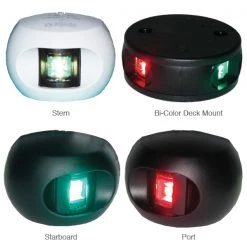 AQUA SIGNAL Navigation Lights Series 33 LED Navigation Light, Bi-Color Deck Mount, White Housing