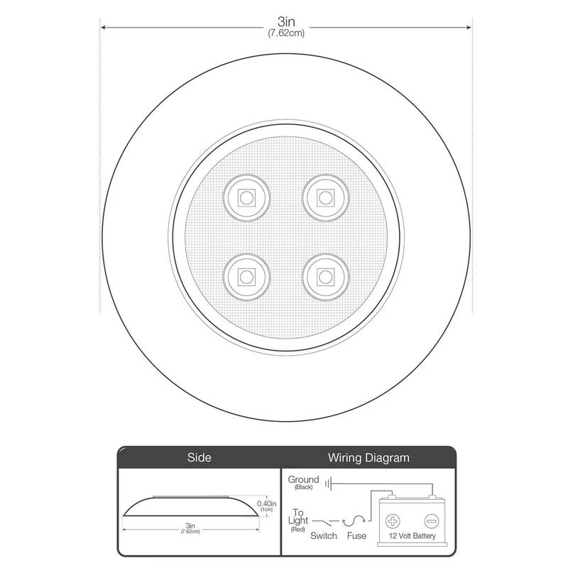 WEST MARINE Led Interior Boat Lights Stainless Steel Surface-Mount 3" LED Light, Blue 3 WEST MARINE Led Interior Boat Lights Stainless Steel Surface-Mount 3" LED Light, Blue - Image 3