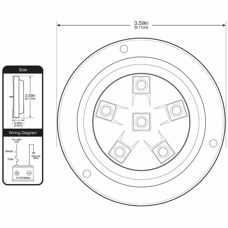 WEST MARINE Underwater Lights Round Six LED Underwater Light With Stainless Steel Bezel, Blue, 2-Pack 4 WEST MARINE Underwater Lights Round Six LED Underwater Light With Stainless Steel Bezel, Blue, 2-Pack - Image 4