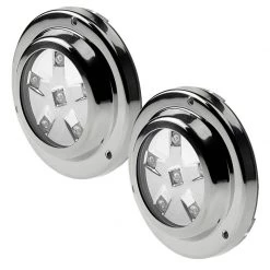 WEST MARINE Underwater Lights Round Six LED Underwater Light With Stainless Steel Bezel, RGBW, 2-Pack
