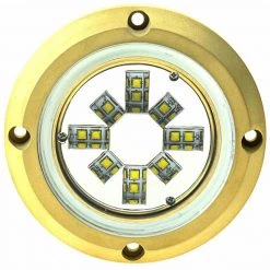 WEST MARINE Underwater Lights Round 12 LED Underwater Light With Bronze Housing, Green/White