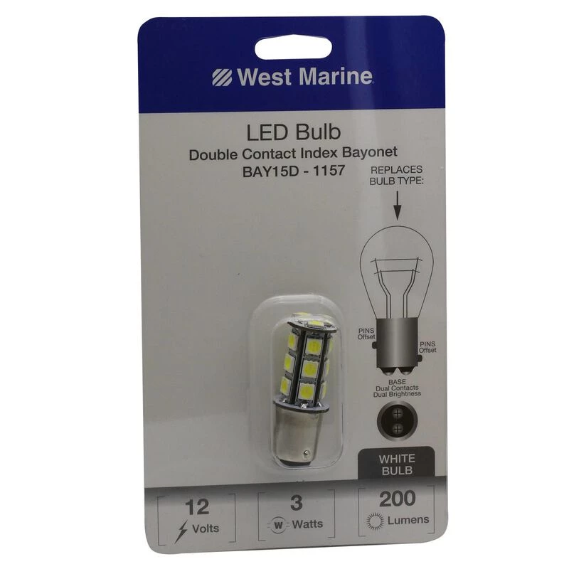 WEST MARINE Replacement Bulbs Double Contact Index Bayonet BAY15D-1157 LED Bulb 1 WEST MARINE Replacement Bulbs Double Contact Index Bayonet BAY15D-1157 LED Bulb