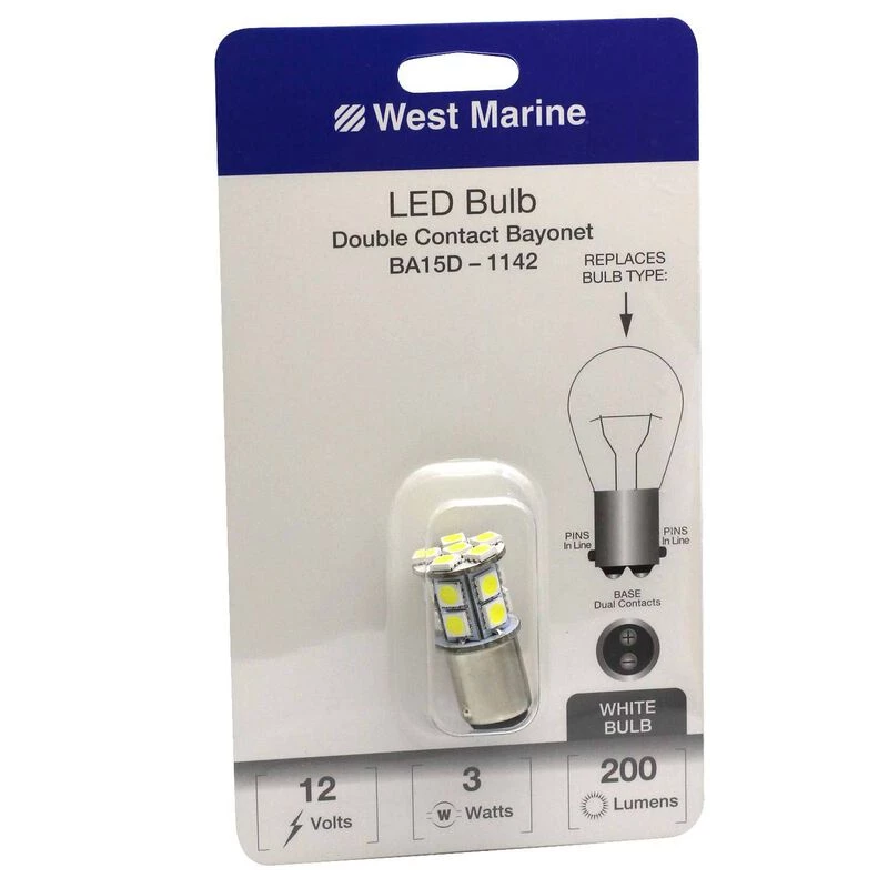 WEST MARINE Replacement Bulbs Double Contact Bayonet BA15D-1142 LED Bulb 1 WEST MARINE Replacement Bulbs Double Contact Bayonet BA15D-1142 LED Bulb