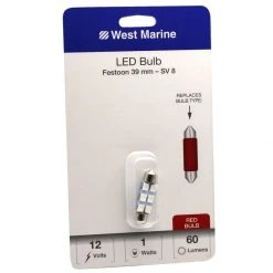WEST MARINE Replacement Bulbs Festoon 39mm LED Bulb, Red