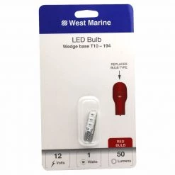 WEST MARINE Replacement Bulbs Wedge Base T10-194 LED Bulb, Red