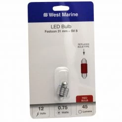 WEST MARINE Replacement Bulbs Festoon 31mm LED Bulb, Red