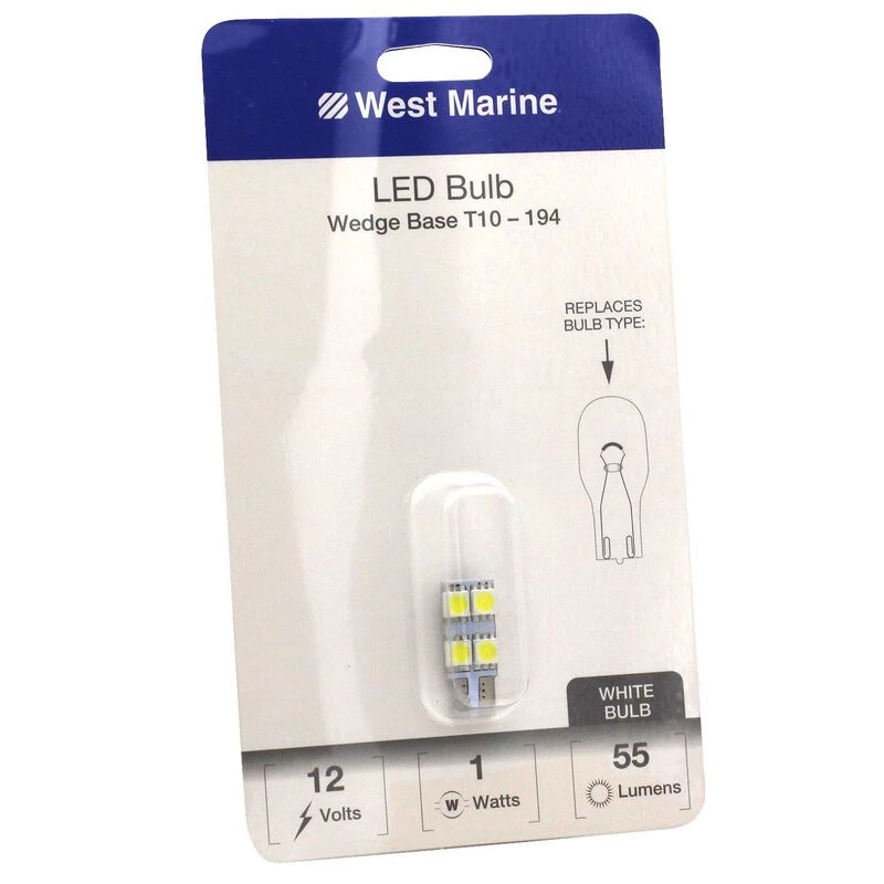 WEST MARINE Replacement Bulbs Wedge Base T10-194 LED Bulb 1 WEST MARINE Replacement Bulbs Wedge Base T10-194 LED Bulb