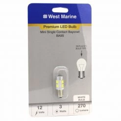 WEST MARINE Replacement Bulbs Mini Single Contact Bayonet BA9S LED Premium Bulb