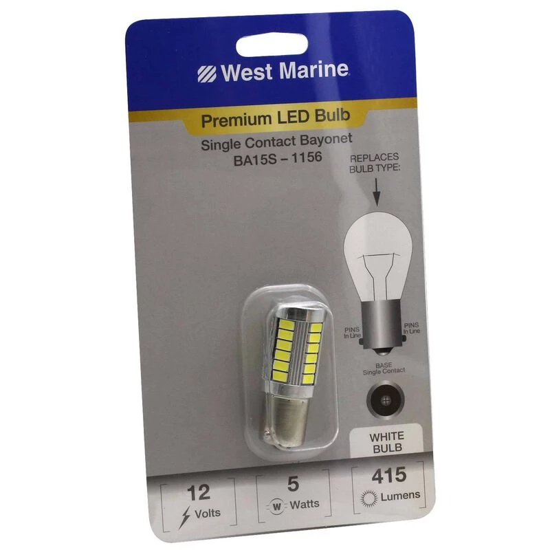 WEST MARINE Replacement Bulbs Single Contact Bayonet BA15S-1156 LED Premium Bulb 1 WEST MARINE Replacement Bulbs Single Contact Bayonet BA15S-1156 LED Premium Bulb