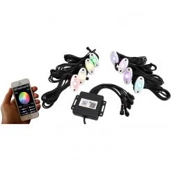 MARINE SPORT LIGHTING Led Interior Boat Lights Multi-Color Bluetooth Rock Light Kit With White Shell, 8 Piece