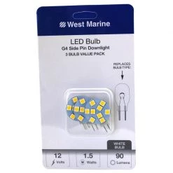 WEST MARINE Replacement Bulbs G4 Side Pin Downlight LED Disk Bulbs, 3-Pack