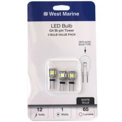 WEST MARINE Replacement Bulbs G4 Bi-Pin LED Bulbs, 3-Pack