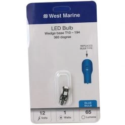 WEST MARINE Replacement Bulbs Wedge Base T10-194 360 Degree LED Bulb, Blue