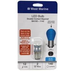 WEST MARINE Replacement Bulbs Double Contact Bayonet BA15D-1142 LED Bulb, Blue