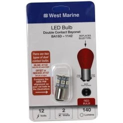 WEST MARINE Replacement Bulbs Double Contact Bayonet BA15D-1142 LED Bulb, Red