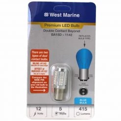WEST MARINE Replacement Bulbs Double Contact Index Bayonet BA15D-1142 LED Premium Bulb, Blue