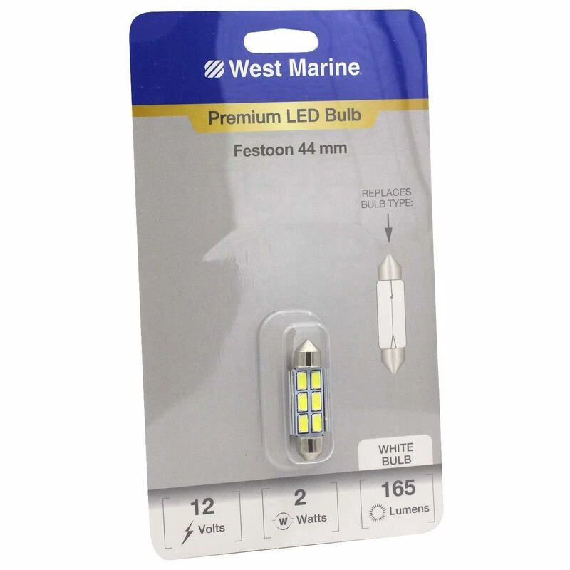 WEST MARINE Replacement Bulbs Festoon 44mm Premium LED Bulb, White 1 WEST MARINE Replacement Bulbs Festoon 44mm Premium LED Bulb, White