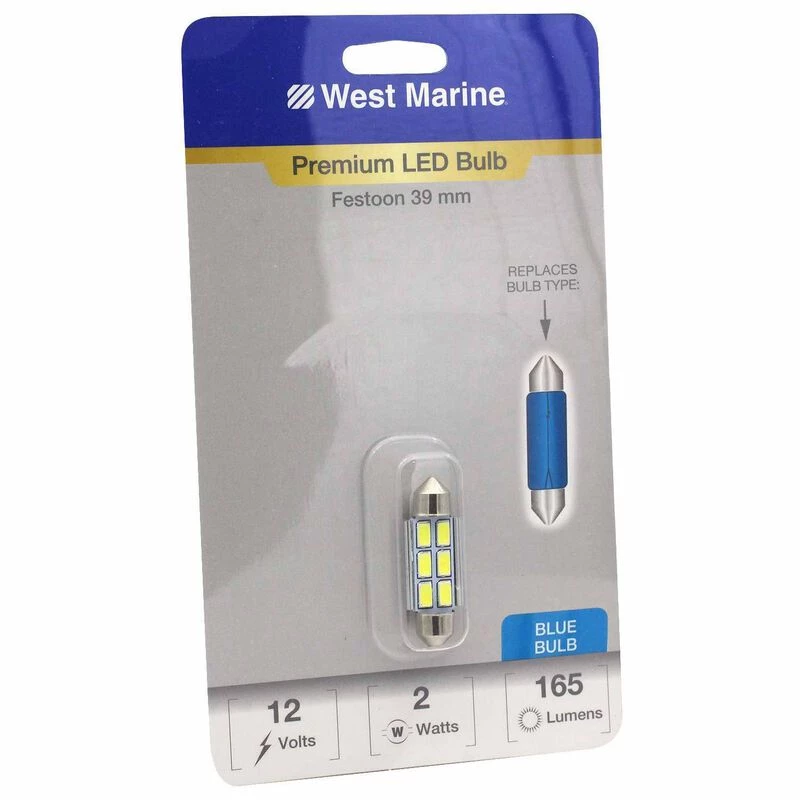 WEST MARINE Replacement Bulbs Festoon 39mm Premium LED Bulb, Blue 1 WEST MARINE Replacement Bulbs Festoon 39mm Premium LED Bulb, Blue