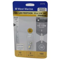 WEST MARINE Replacement Bulbs Festoon 360 Degree 31mm LED Premium Bulb, White