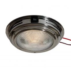 WEST MARINE Incandescent Lights 7" Dome Light, Stainless, Clear Bulbs